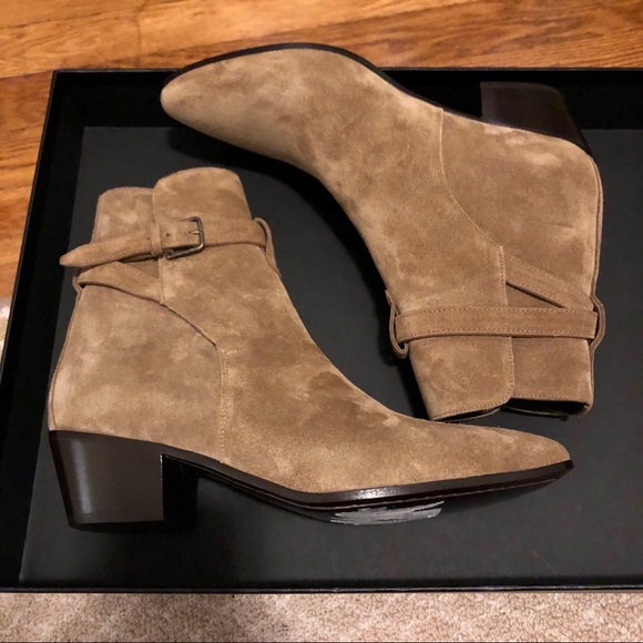 Saint Laurent Shoes - Saint Laurent West Jodhpur Boots in Suede Beige